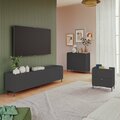 Manhattan Comfort Bogardus 3-Piece TV Stand Living Room Set in Black 3-31892AMC153